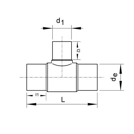 SANIT 73402036250160 Тройник 90 °, PE 100, SDR 17, долго уменьшается  - Вид №1