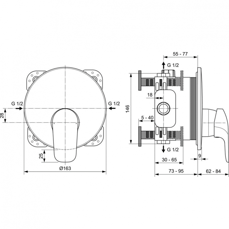 A6724AA Встраиваемый смеситель для душа Ideal Standard CERAFLEX  - Вид №5