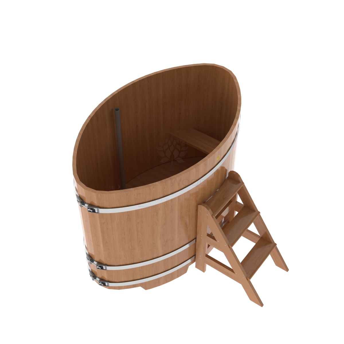 1312 Купель овальная из дуба 1,02х1,68х1,2 натуральная Alyarus  - Вид №1