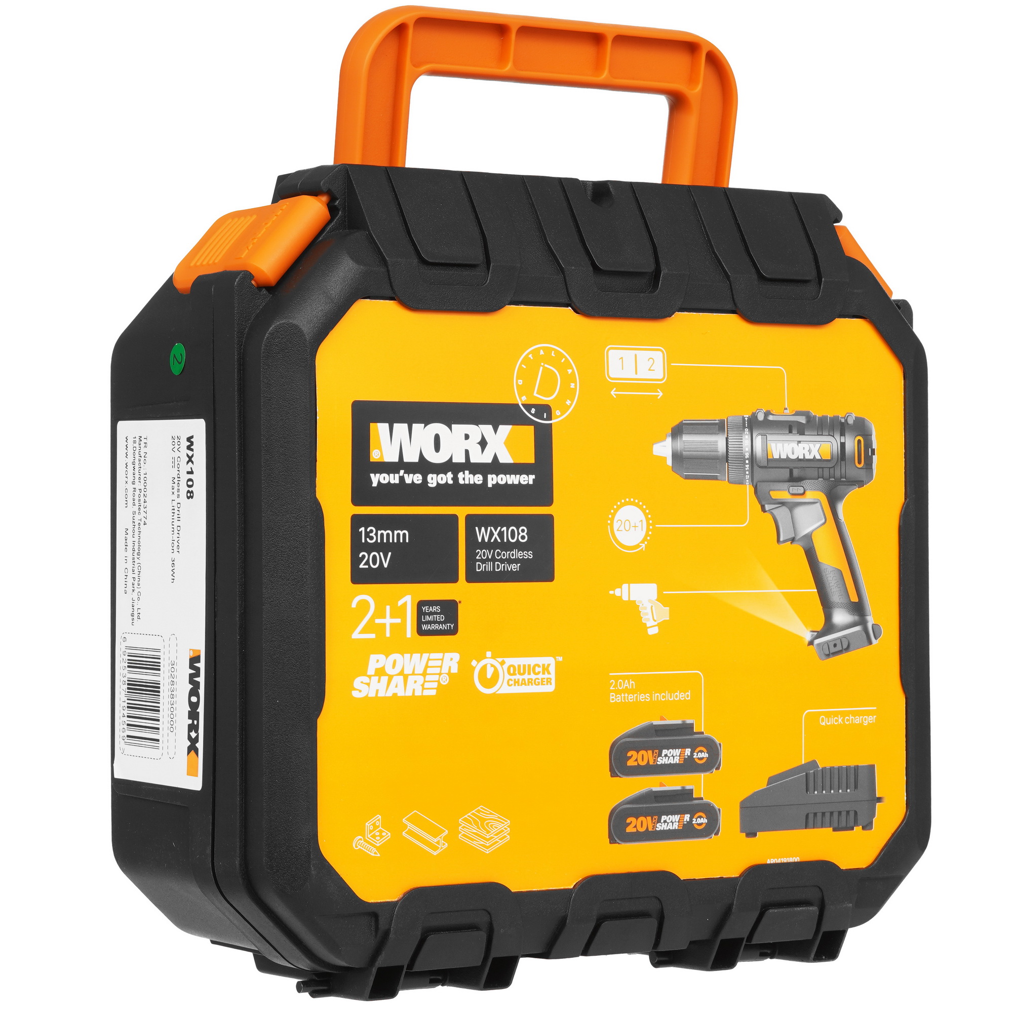 Дрель-шуруповерт Worx WX108 PowerShare 20V 9083042 STDN-0135670 - Вид №9