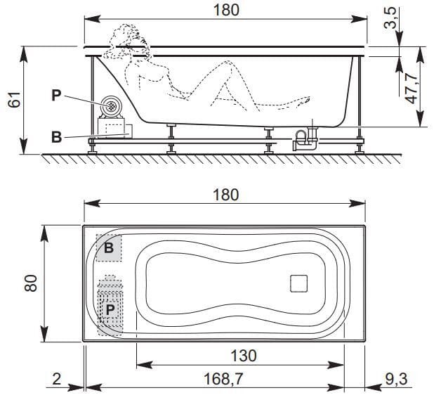 Прямоугольная ванна с гидромассажем Kinedo COROLLA ARCH-00097888 - Вид №13