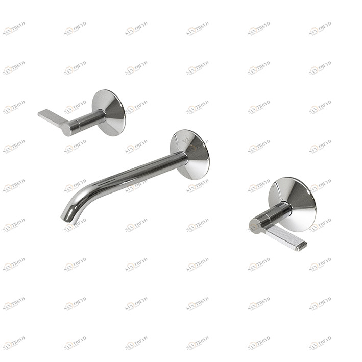 LUXE - смеситель для раковины настенный на 3 отверстия. Керамические дисковые клапаны. Без всплывающих отходов. Аэратор «Плюс». Расход 5 л / мин при 3 барах.  Lignage NOKEN 100241716  CHROME 