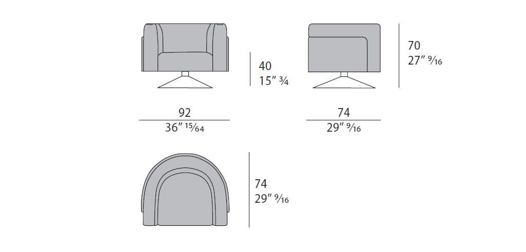 Тканевое вращающееся кресло с подлокотниками Turri Soul ARCH-00108836 - Вид №6