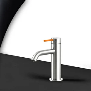 Смеситель для раковины сталь глянцевая с оранжевой ручкой Toki Radomonte TKI1LCIL14