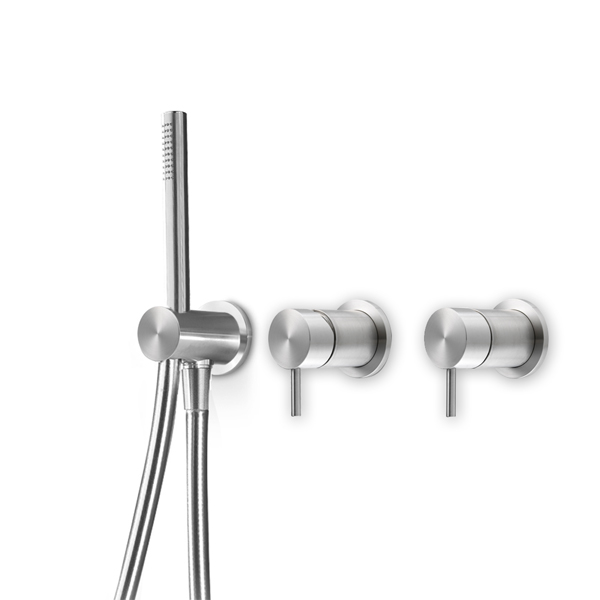 ONE225S Смеситель для душа на 3 отверстия с переключателем на 2 потока и ручным душем Linki ONE, Внешняя часть, Сатиновая Сталь