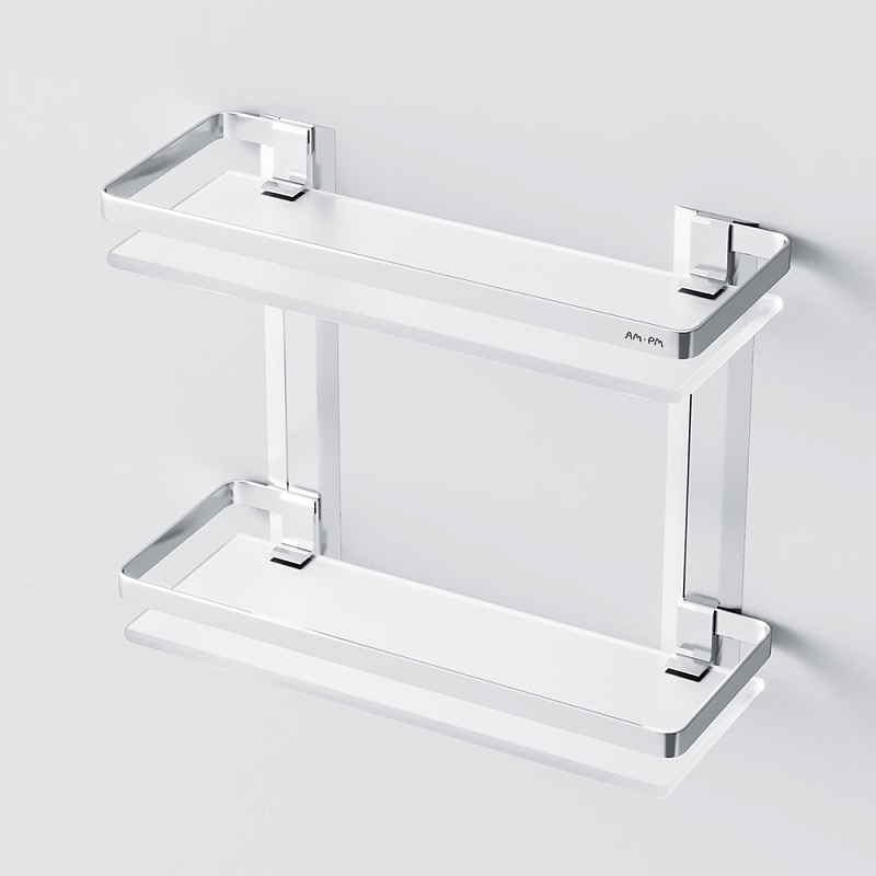 A7455200 Полка двухуровневая стеклянная алюминий AM.PM Sense L  - Вид №3