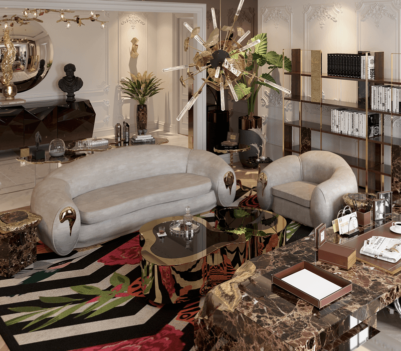 0-011 Центральный стол из полированной латуни с волнистой поверхностью Boca Do Lobo  - Вид №3