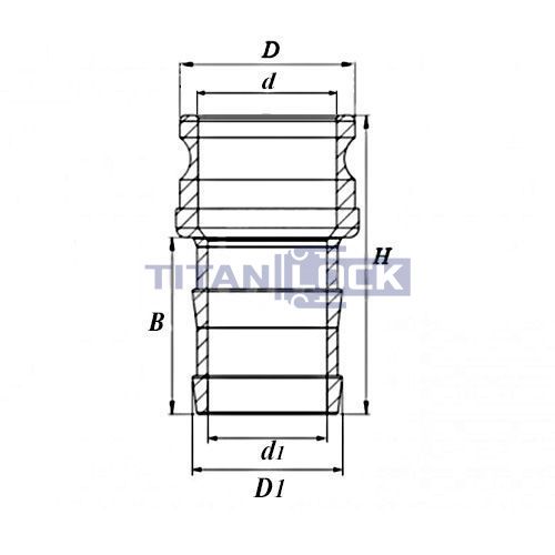 Камлок латунный тип E, ниппель с хвостовиком 3", TL300EBR TITAN LOCK  - Вид №1