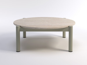 Каменный низкий круглый журнальный столик