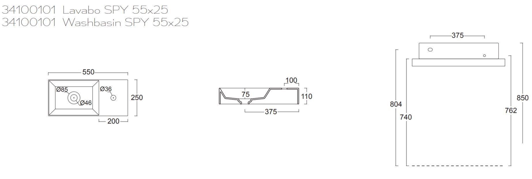 Керамическая прямоугольная столешница для мытья рук Alice Ceramica Шпион ARCH-00126165 - Вид №37