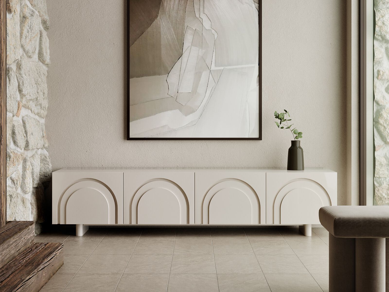 Низкий деревянный шкаф для телевизора с распашными дверцами ANA ROQUE INTERIORS ARCH-00050644 - Вид №1