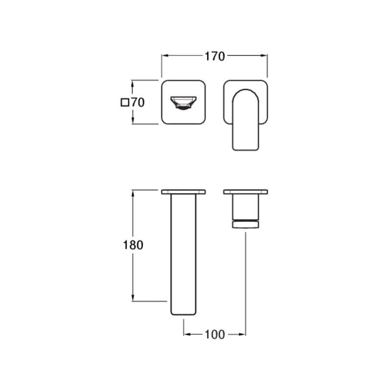 Настенный смеситель для раковины с 2 отверстиями без слива CRISTINA Rubinetterie Blade ARCH-00114284 - Вид №2