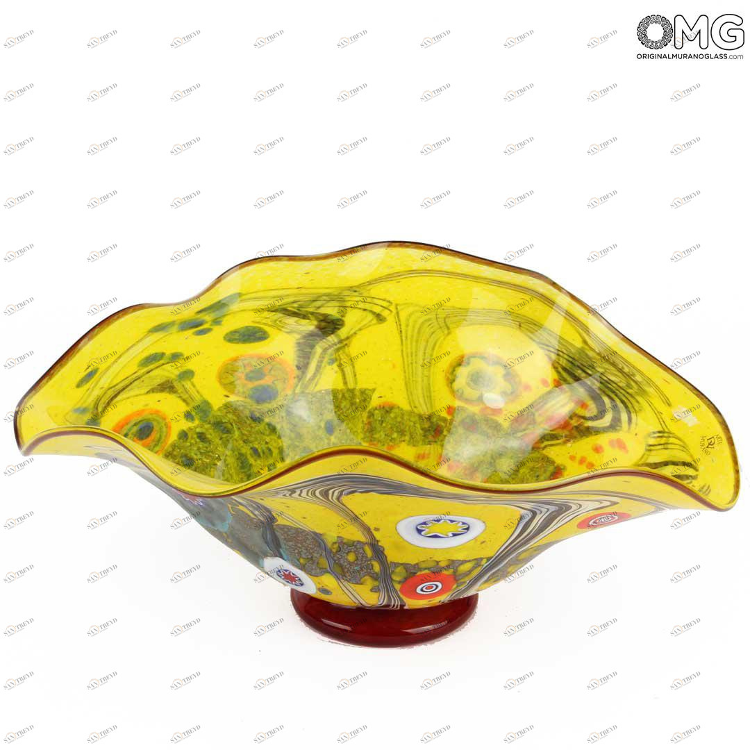 2171 ORIGINALMURANOGLASS Декоративная чаша Канарейка - муранское стекло 30 см 