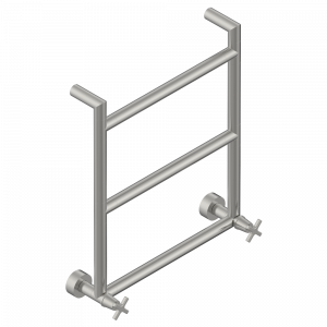 G69-TWR3H2 Полотенцесушитель Современный круглый, 3 перекладины, 533 мм x 617 мм, водяной, с 2 декоративными крестовыми рукоятками Thg-paris Spirit Матовый никель