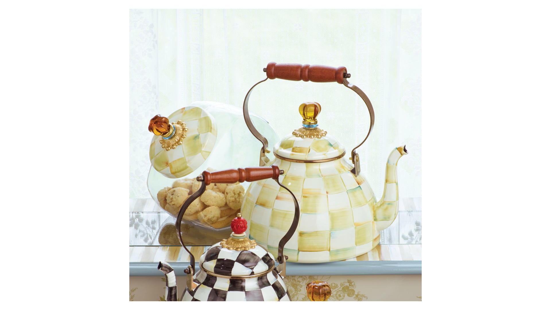 10654493 Mackenzie-Childs Чайник 3л Parchment Check Сталь  - Вид №2