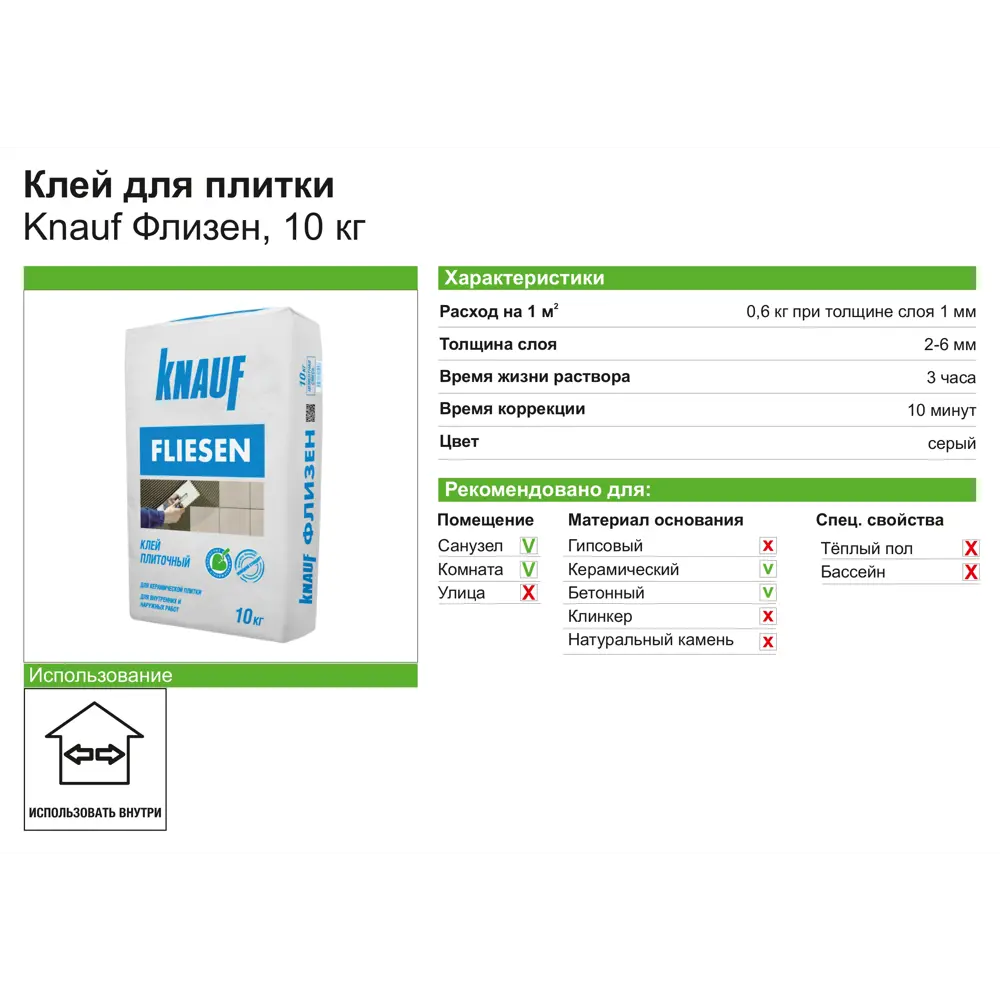 Клей для плитки Knauf Флизен - профессиональная смесь для внутренних и внешних работ 11846650 Fliesen STLM-0001535 - Вид №3