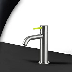 Смеситель для раковины сталь матовая с зеленой ручкой Toki Radomonte TKS1SCIL13