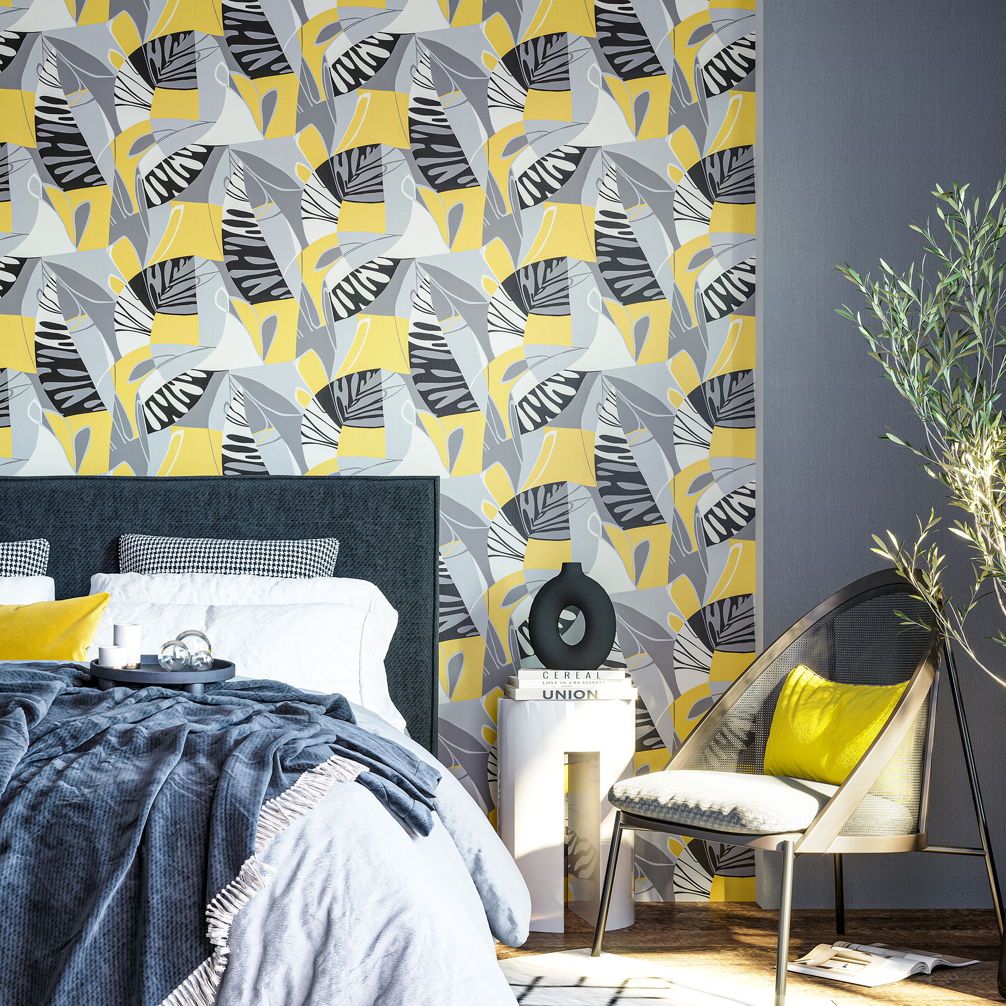 ПАЛИТРА Polynesia - флизелиновые обои с тропическим узором для гостиной 85633442 STLM-0064746 - Вид №2