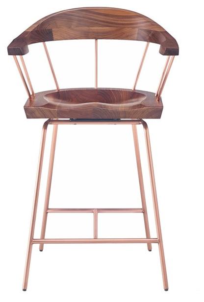 BassamFellows Табурет из стали и дерева с подлокотниками Spindle Cb-284 - Вид №1