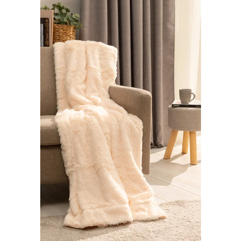 Плед "Мягкий мех" 200x220 см искусственный мех цвет айвори Eclair STLM-2113856 - Вид №4