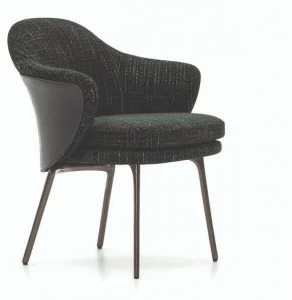 Minotti Кресло из ткани и кожи с подлокотниками Angie