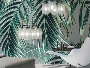 YO2 Обои на флизелиновой основе с тропическим эффектом металлик Luminous palms