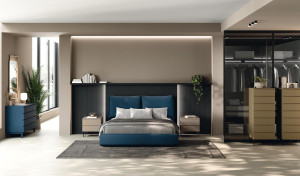 Двуспальная мягкая кровать из ткани