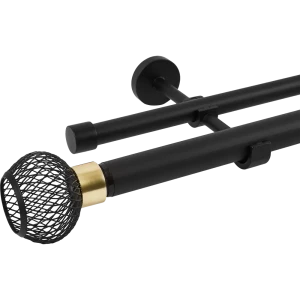 Настенный карниз раздвижной двухрядный Glama d25/28 мм 200-360 см металл цвет черный 89440689 STLM-2143275