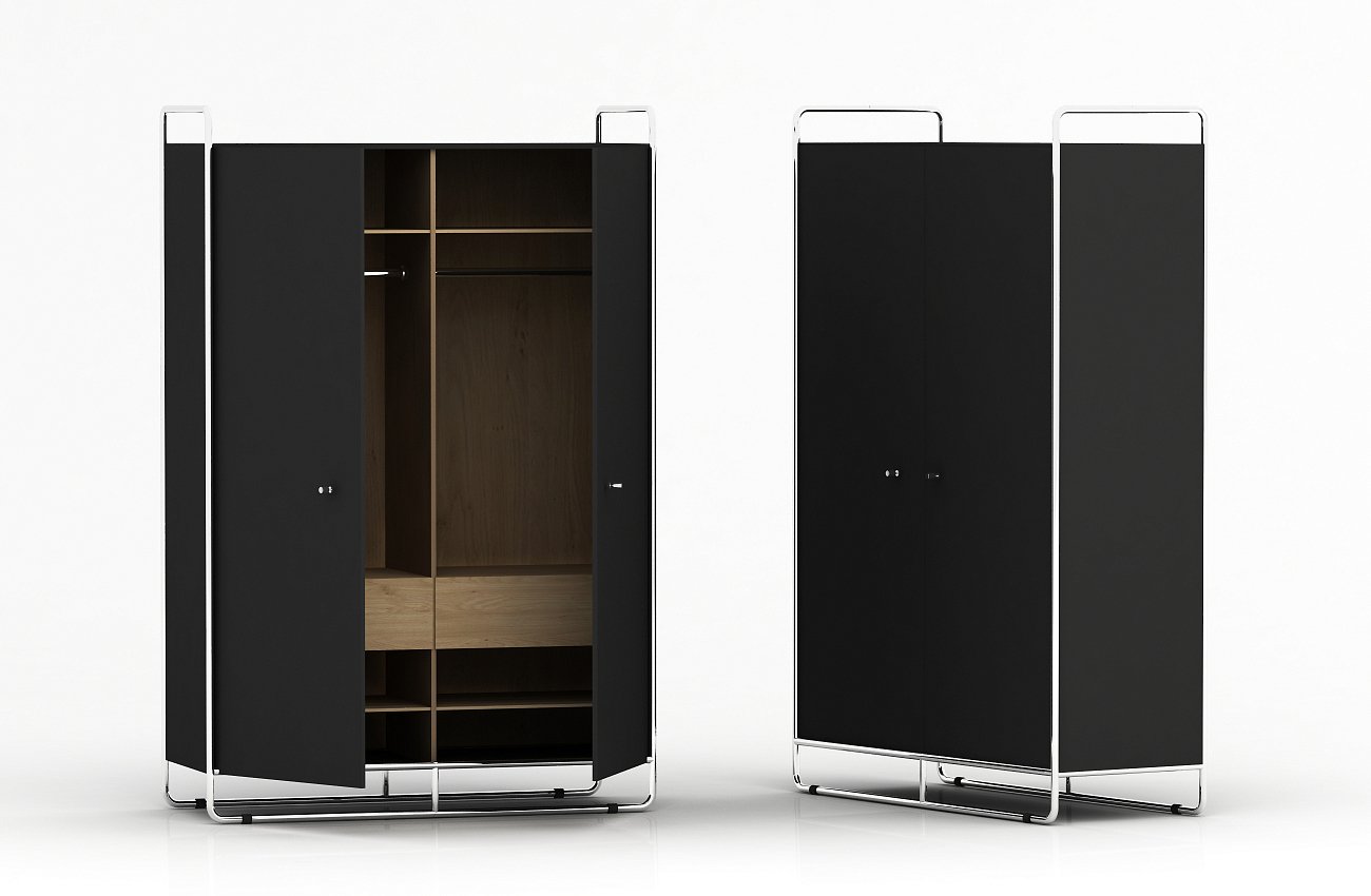 Шкаф двухдверный на металлических ножках черный Bauhaus WOODI  00-3966113 Черный  - Вид №1