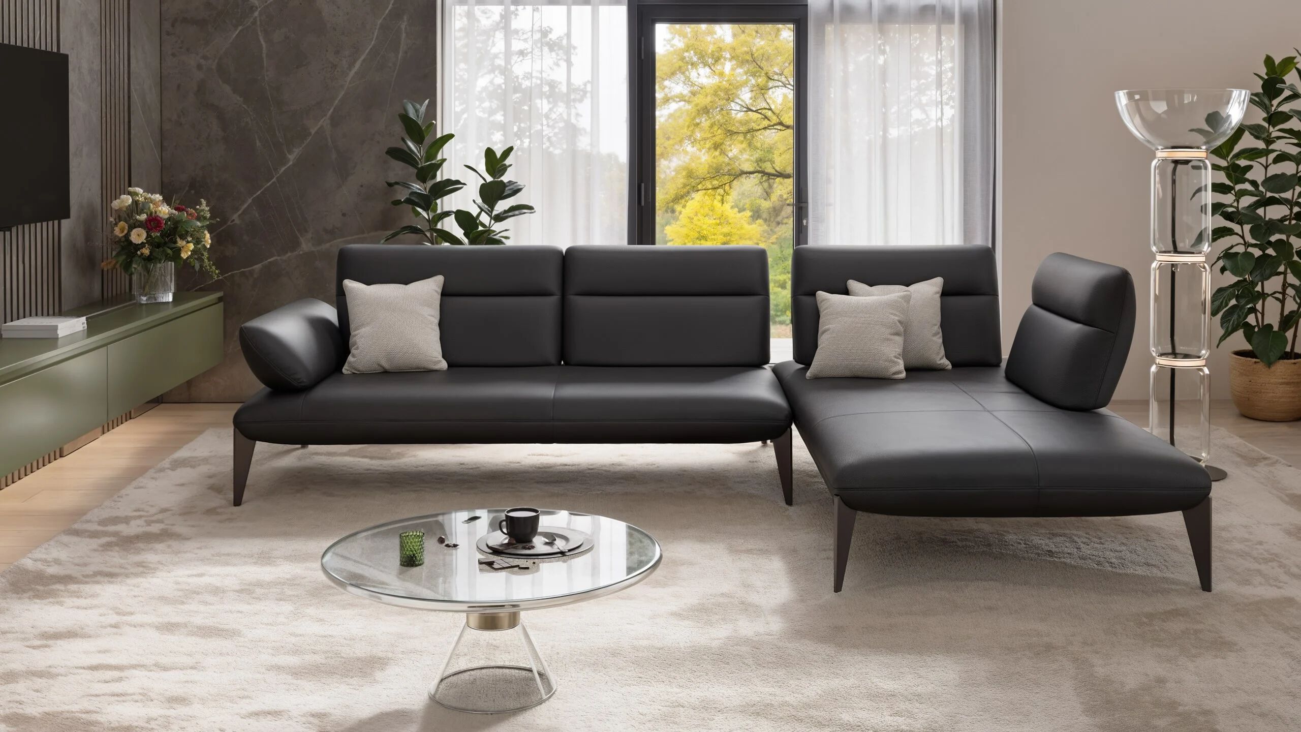 Кожаный диван с полуостровом Sofanella Лацио ARCH-00006780 - Вид №4