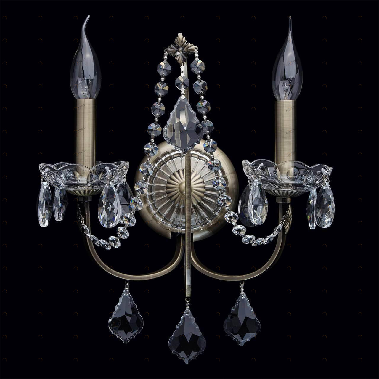 Бра хрустальное на 2 лампы бронза "Каролина" 367023802 MW-LIGHT КАРОЛИНА 00-3931036 Бронза;прозрачный 