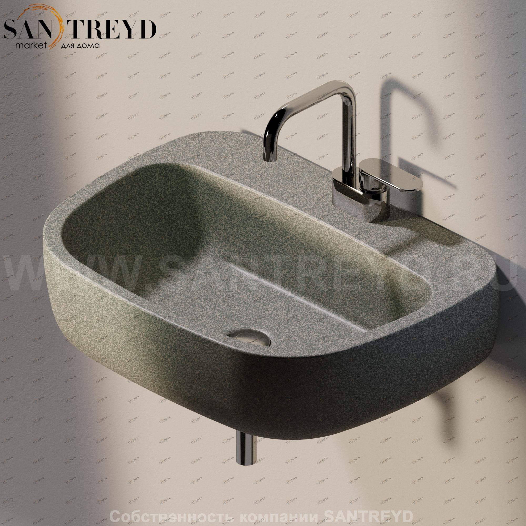 MN64L7037 Подвесная раковина настенная прямоугольная Ceramica Flaminia Mono серая