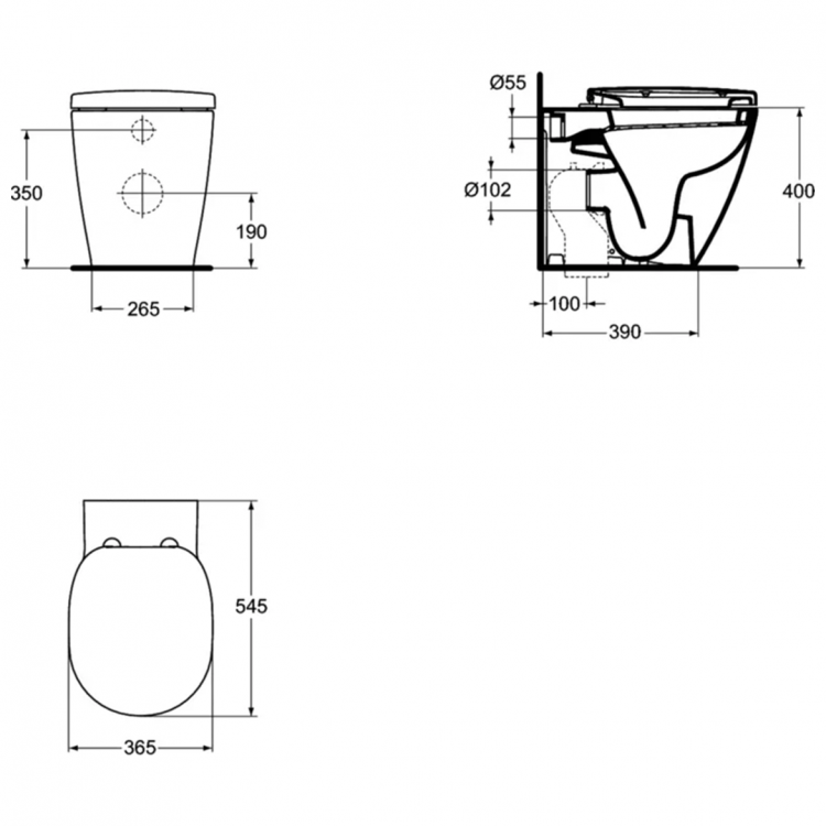 E803401 Напольный пристенный унитаз-соло Ideal Standard CONNECT - Вид №3