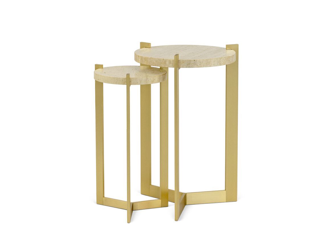 Круглый журнальный столик из травертина и латуни JOSÉ LEITE DE CASTRO KAORY ARCH-00127195