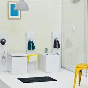 BKV002 Приставной унитаз напольный Белый ArtCeram BLOCK Италия