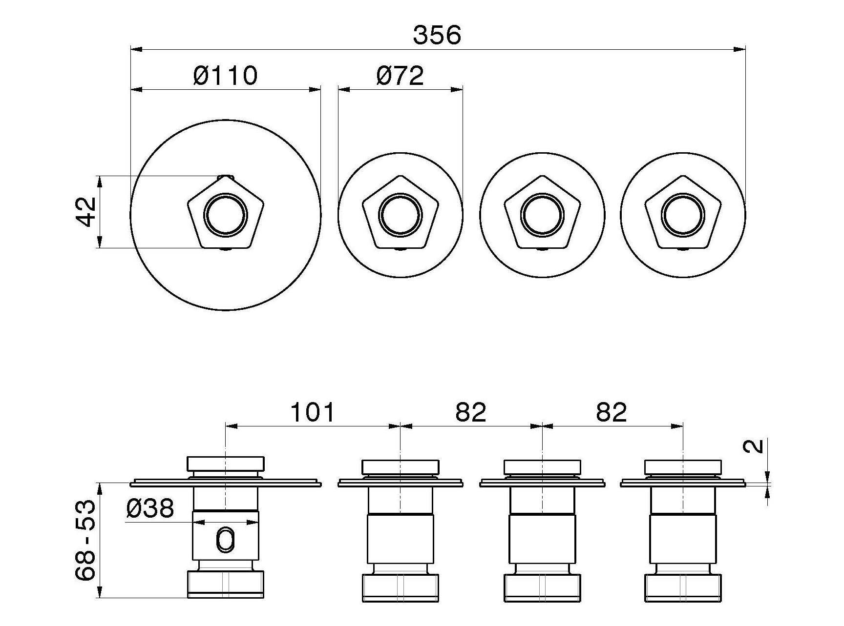 Термостатический смеситель для душа с 4 отверстиями Newform многофункциональные термостаты 3 выхода ARCH-00094335 - Вид №3
