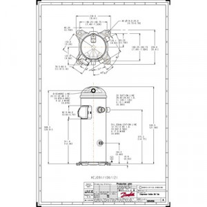 Danfoss H серия — Герметичные спиральные компрессоры, R410A HCJ091T4LC8 Компрессор спиральный 121L3119