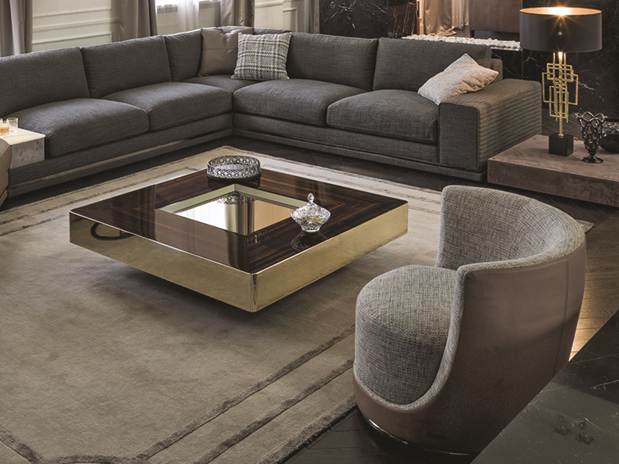 Квадратный журнальный столик с подносом Longhi Loveluxe ARCH-00008843 - Вид №1