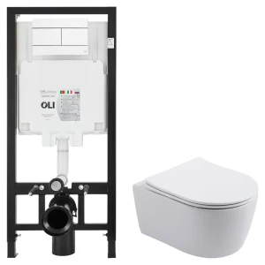 Комплект инсталляции Oli 80 Eco с безободковым унитазом Aquatek Европа