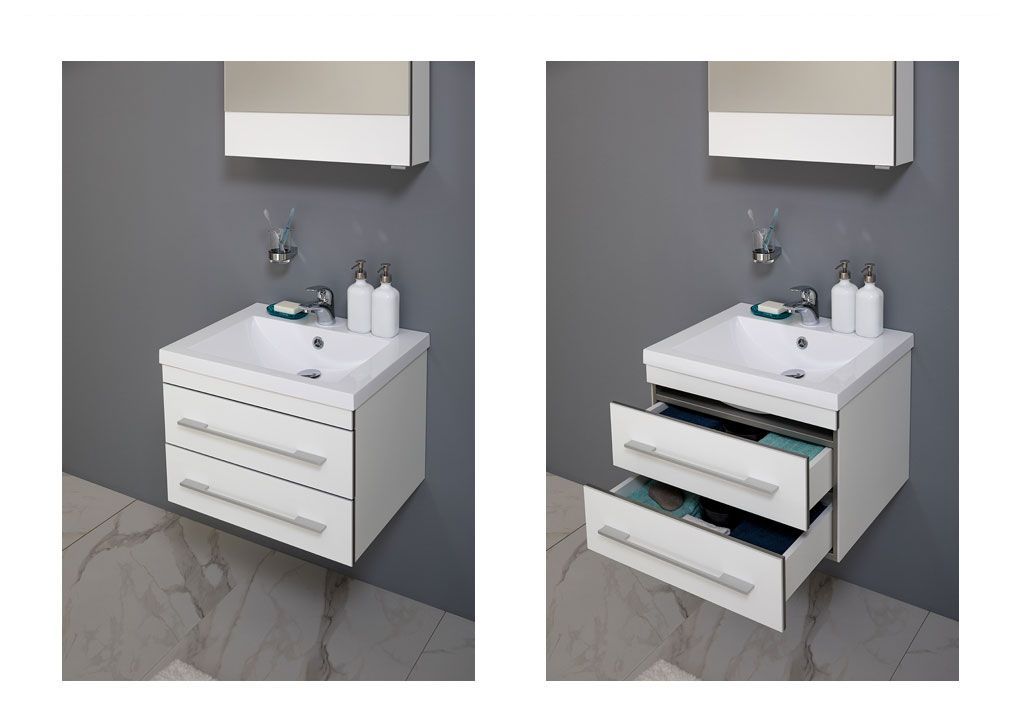 Тумба под раковину Aquanet Верона 58 белый (подвесная 2 ящика) sun-id-270471 - Вид №6
