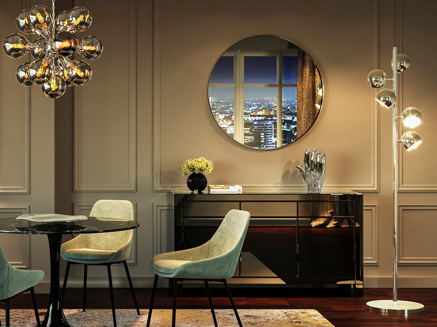 Регулируемая напольная лампа из хромированной стали KARE Design CALOTTA CHROME 5-LITE ARCH-00023535 - Вид №2