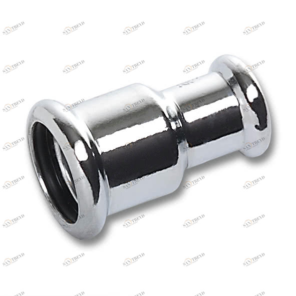 1162401812 SANHA 16240 пресс-фитинг, медь, муфта ред. ВПр-ВПр, хром. 18x12 мм 