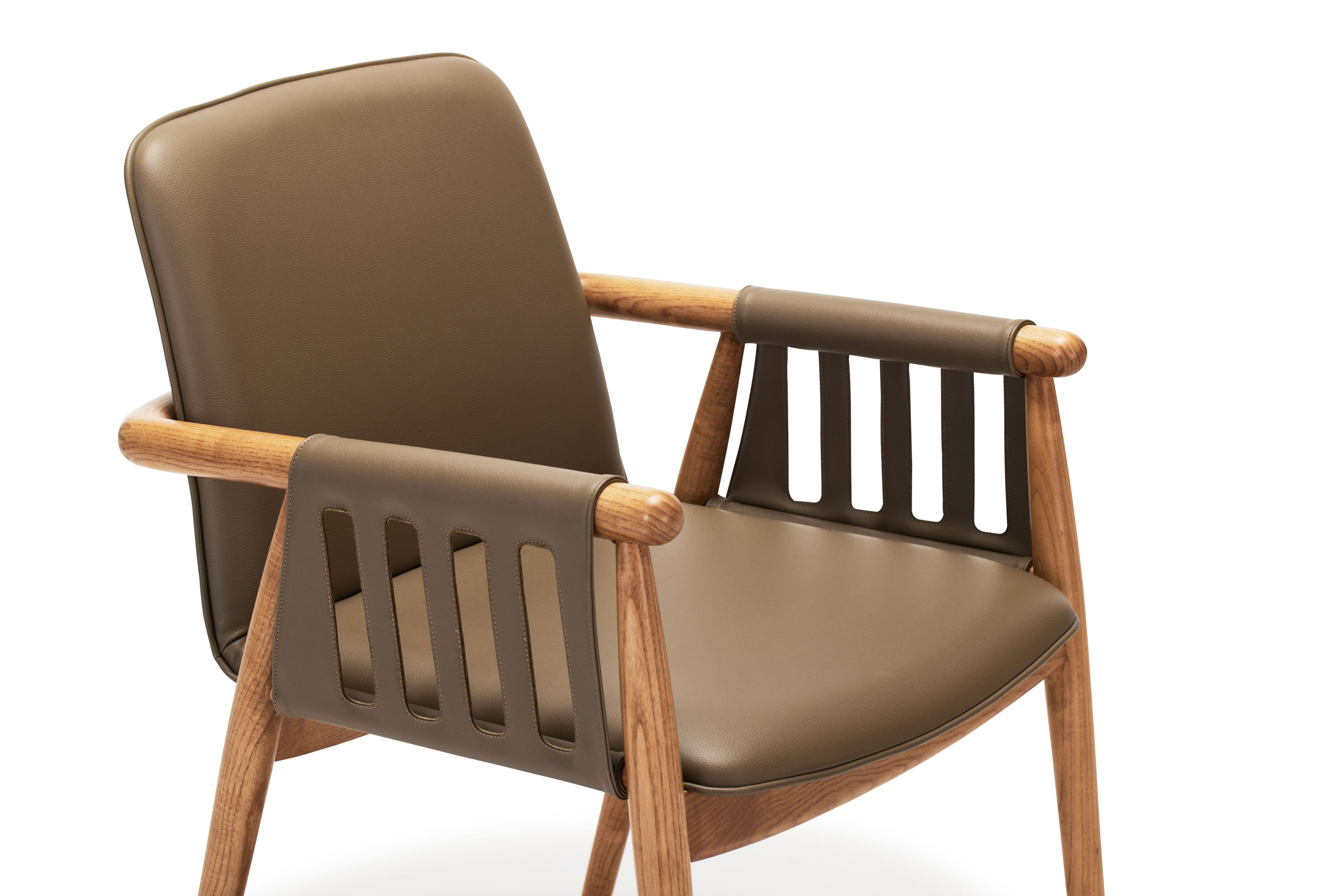 Стул из кожи и ясеня с подлокотниками Papell Design гостиница ARCH-00089276 - Вид №2