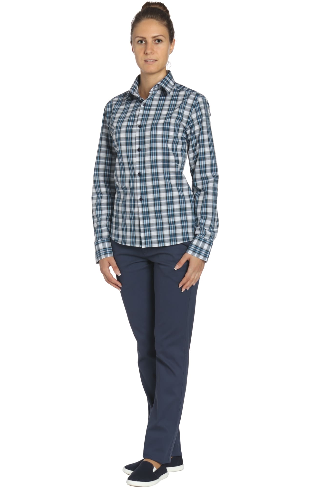67811 Рубашка в клетку plaid blue (шотландка синяя) HIPSTER  Толстовки, рубашки, футболки, тенниски  размер 56 (112)  - Вид №4