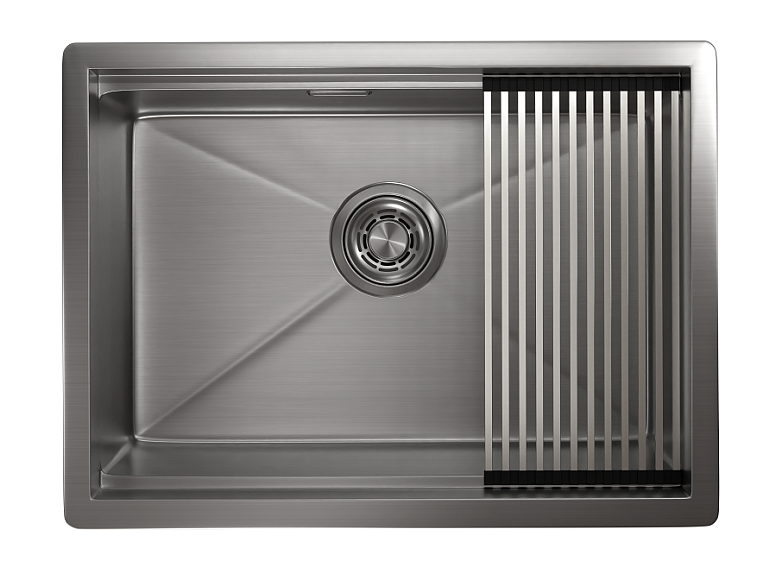 KS-6045U, СТАЛЬ САТИН, стальная кухонная мойка KITCHEN SPACE GRANULA KS-6045U-ST317 - Вид №2