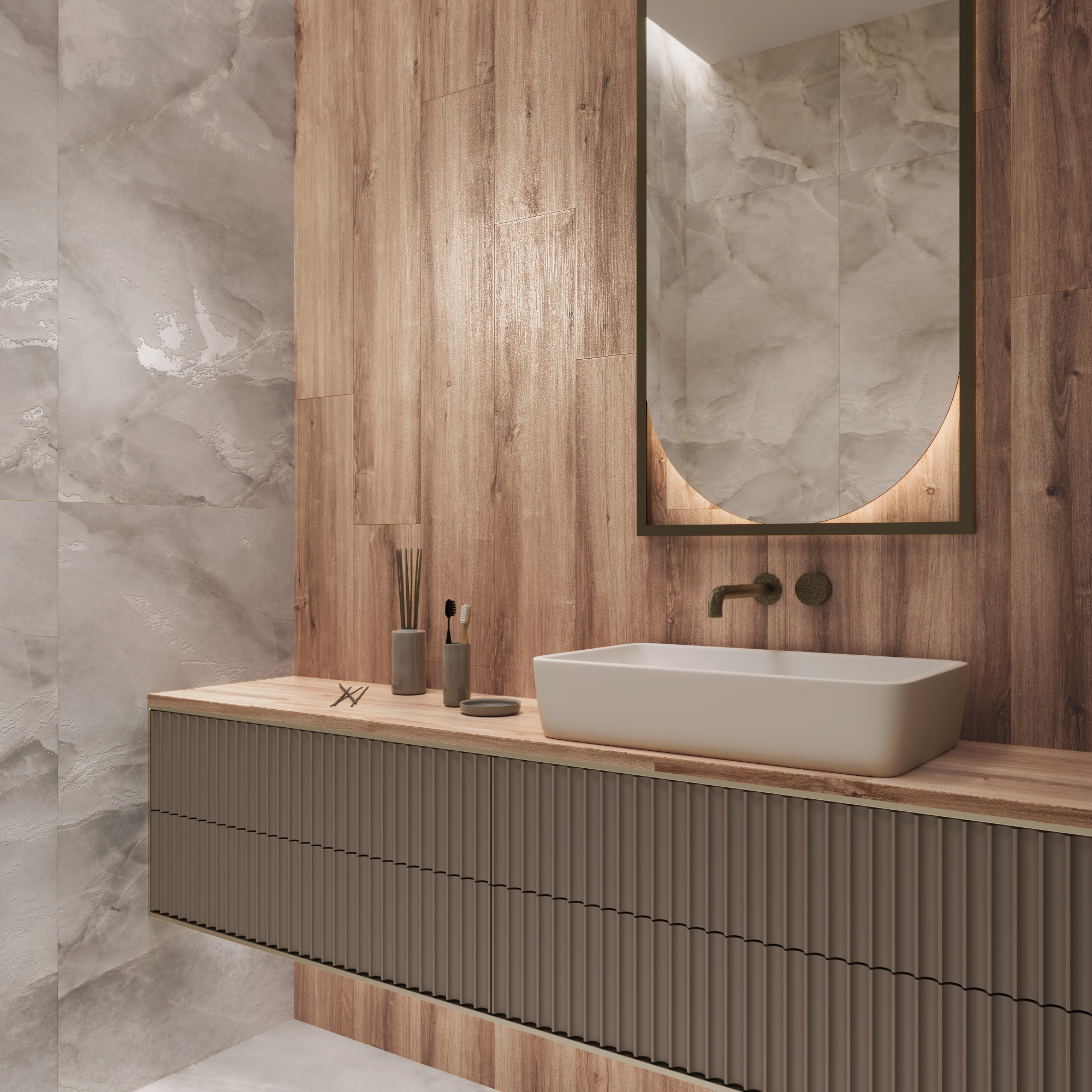 Керамогранит AKASA WOOD OAK 20х120 Creanza CW-RT03-B 