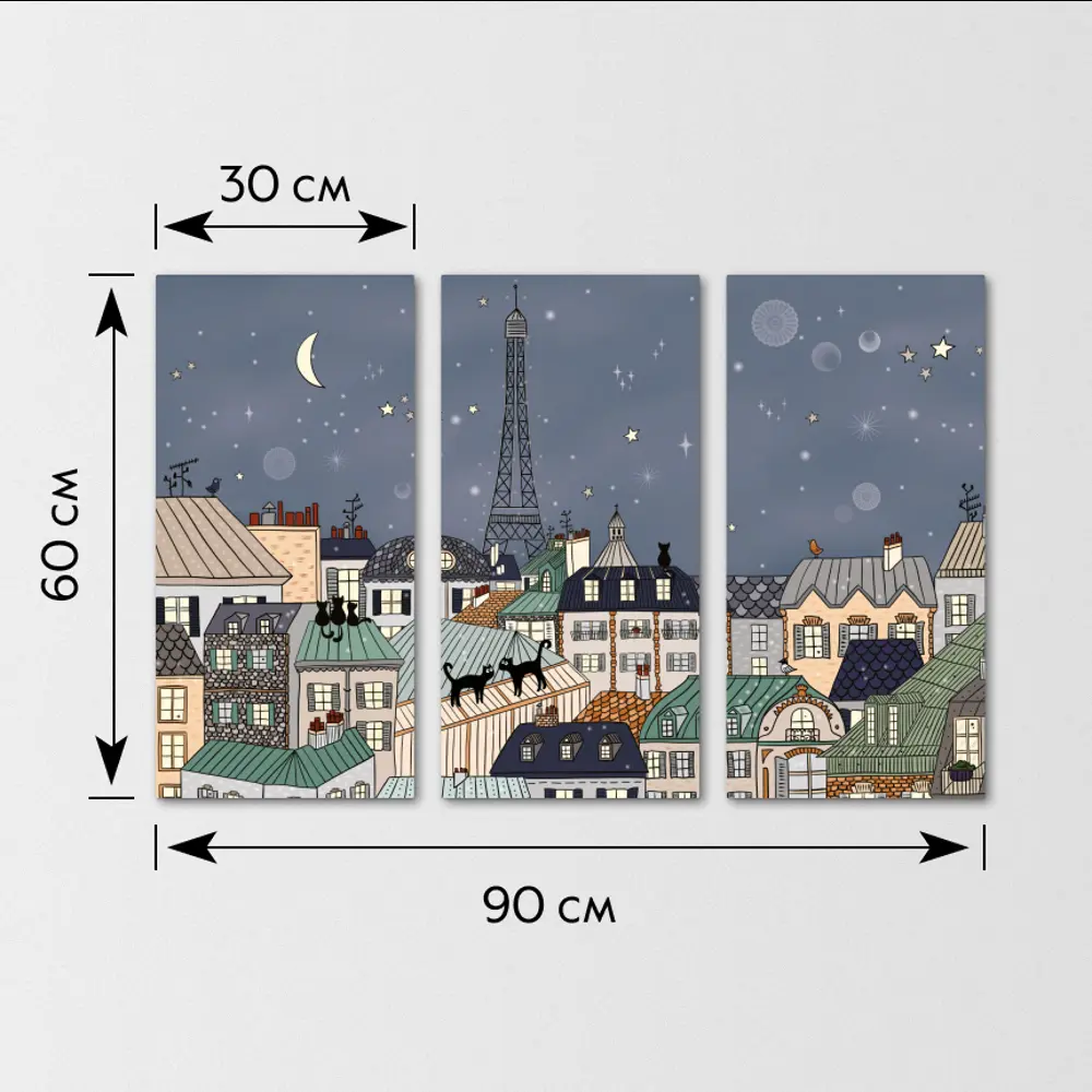 Картина на МДФ Крыши Парижа 30x60 см 3 шт POSTERMARKET STLM-2072724 - Вид №5