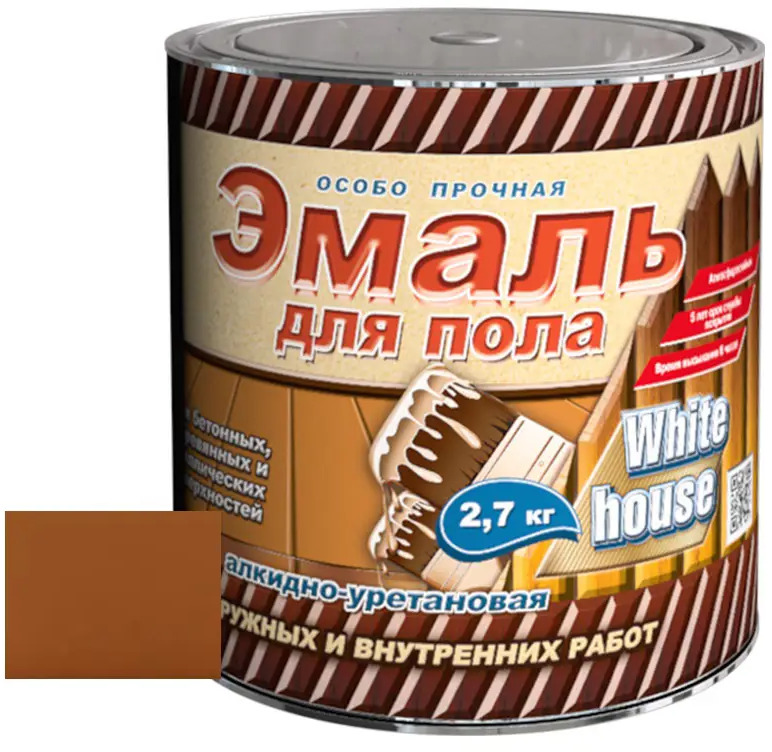 90196875 Эмаль для пола алкидно-уретановая White House золотисто-коричневая 2.7 кг STLM-0853483