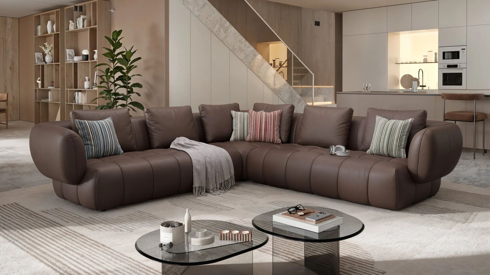 Кожаный угловой диван Sofanella море ARCH-00134396 - Вид №3