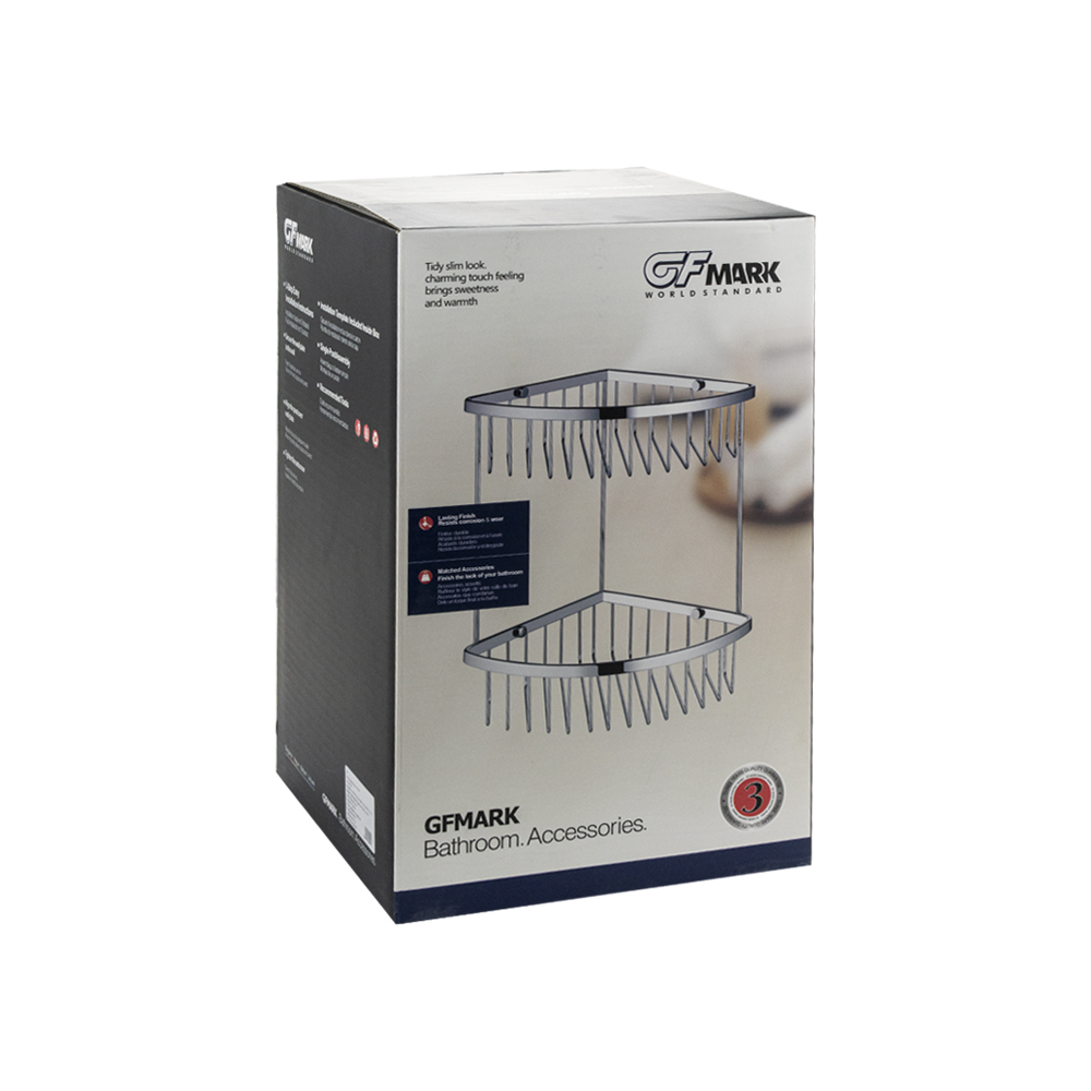 GFmark - Полочка угловая, овальная, с литым дном, двойная, 22 см - БРОНЗА, код: 77353  - Вид №1